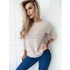Dámský svetr a pulovr Fashionweek Lehký, pruhovaný pletený svetr NB102304 Béžový