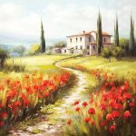 Ambiente Europe BV Ubrousek 33x33cm Toskánsko s máky – Zboží Dáma