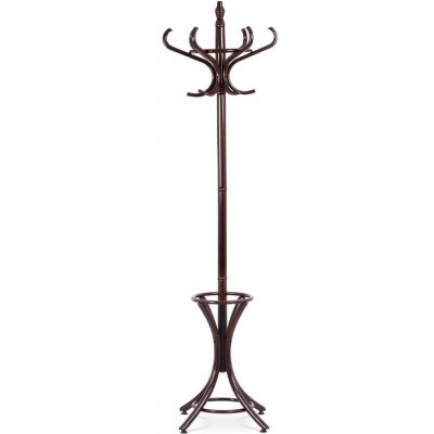 Věšák dřevěný stojanový, masiv topol a bříza, tmavě hnědý lak, výška 185 cm – Zboží Mobilmania