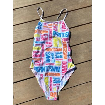 BornToSwim logo Swimsuit Rainbow