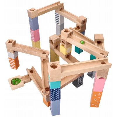 Adam Toys Dřevěná kuličková dráha labyrint 53 ks – Zboží Živě