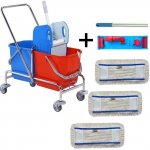 Uklidshop Úklidový vozík DOUBLE VAK 2 x 25 l + FLIPPER Mop sestava se 3 návleky – HobbyKompas.cz