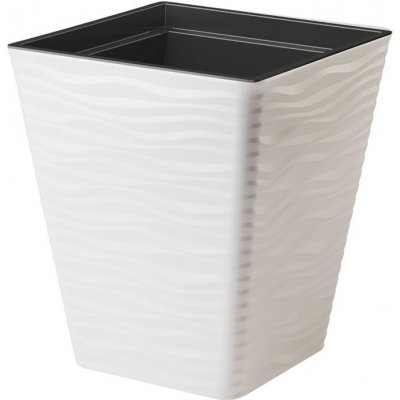 Ceramicus obal na květník SAHARA plastový bílý 29 x 29 x 34 cm – Zboží Mobilmania