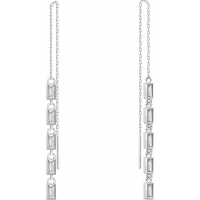 Brilio Silver Blyštivé řetízkové náušnice s čirými zirkony EA1009W – Sleviste.cz