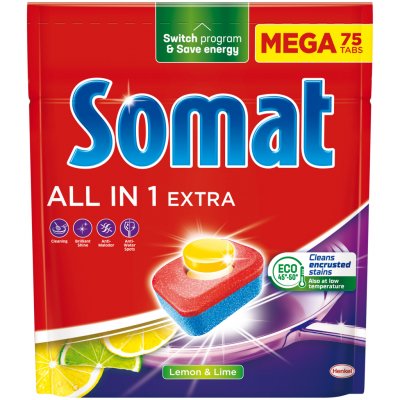 Somat All in 1 Extra Lemon & Lime tablety myčky na nádobí 75 ks 1245 g – Zboží Dáma
