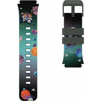 Garett Kids řemínek pro Garett ESSA 2 AI, černý s potiskem PAS_ESSA_2_18MM_PR_BLK – Zboží Mobilmania