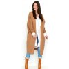 Dámský svetr a pulovr Fashionweek Dlouhý vlněný cardigan pletený kabát LEA Camel