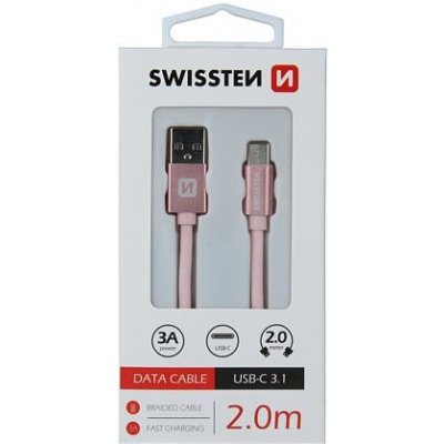 Swissten 71521305 USB / USB-C, 2m, zlatý – Zboží Mobilmania