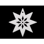 Dřevěné dekorace vánoční vločka hvězda stromeček zvoneček koník sob k zavěšení k nalepení Balení: 60 ks Varianta: 6 bílá hvězda
