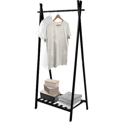 MSV dřevěný stojan s policí MIA černý bambus – Zboží Dáma