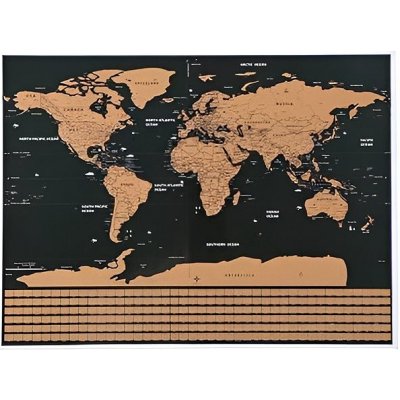 ISO Velká stírací mapa světa s vlajkami Deluxe 82 × 59 cm s příslušenstvím černá