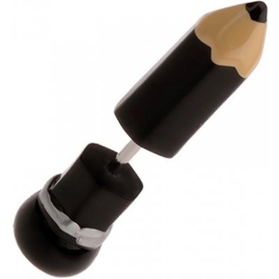 Šperky eshop falešný plug do ucha z akrylu černá lesklá tužka PC01.24 – Zboží Mobilmania