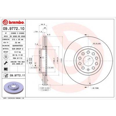 BREMBO Brzdový kotouč 09.9772.11 – Sleviste.cz