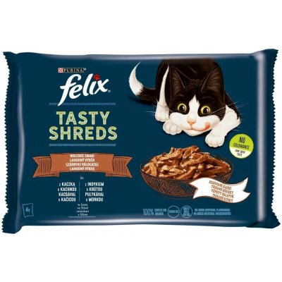 FELIX Tasty Shreds pro kočky s kachnou a krůtou v omáčce 4 x 80 g