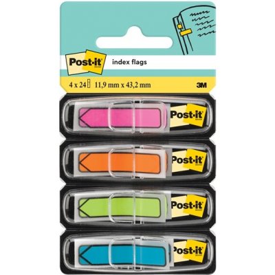 Štítek, plastový, 4x24 listů, 11,9x43,2 mm, šipka, 3M POST-IT, smíšené 7000144925 – Hledejceny.cz