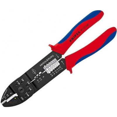 KNIPEX - kleště lisovací - 240mm - ke stříhání, odizolování drátů a lisování ok a konektorů, dvousložkové rukojeti (9722240) – Zboží Mobilmania