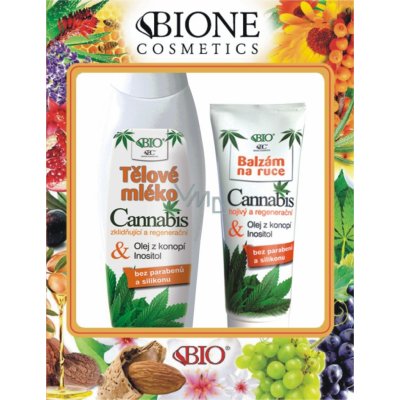 Bione Cosmetics Bio Cannabis tělové mléko 500 ml + balzám na ruce 200 ml dárková sada