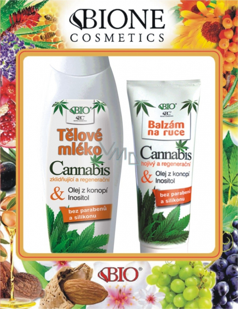 Bione Cosmetics Bio Cannabis tělové mléko 500 ml + balzám na ruce 200 ml dárková sada