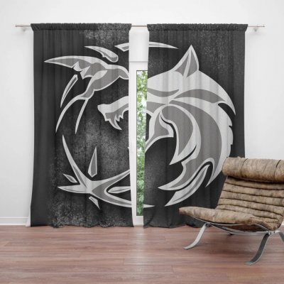 Sablio Závěs Zaklínač Šedý abstrakt: 2ks 140x250cm – Hledejceny.cz
