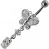 Piercing Šperky4U stříbrný piercing do pupíku motýlek BP01272-C