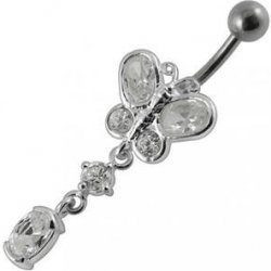 Šperky4U stříbrný piercing do pupíku motýlek BP01272-C