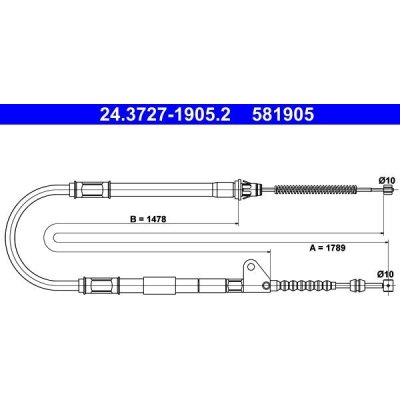 Tažné lanko, parkovací brzda ATE 24.3727-1905.2 (24372719052) – Zboží Mobilmania
