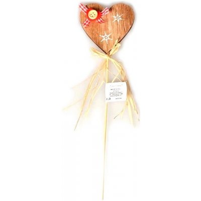 EverGreen Vánoční zápich se slaměnou mašličkou a knoflíkem, srdce, 26 cm – Hledejceny.cz