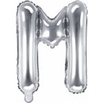 PartyDeco Fóliový balónek Mini Písmeno M stříbrný 35 cm