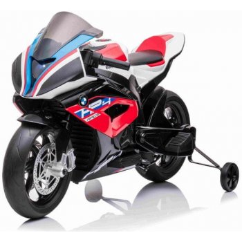 Beneo Elektrická Motorka BMW HP4 RACE 12V bílé Licencované Pomocná kolečka měkká EVA kola 2 x 35W motor Odpružení kovový rám kovová vidlice