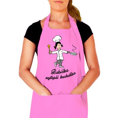 Kariban Kuchyňská zástěra Babička nejlepší kuchařka Růžová Light Pink