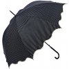 Deštník Clayre & Eef deštník pro dospělé s puntíky a vlnitým okrajem černý