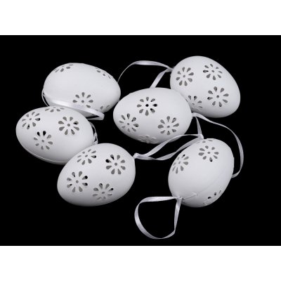Velikonoční děrovaná vajíčka k zavěšení / domalování, barva bílá – Hledejceny.cz