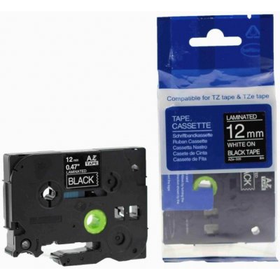 Kompatibilní páska s Brother TZ-335 / TZe-335, 12mm x 8m, bílý tisk / černý podklad – Sleviste.cz