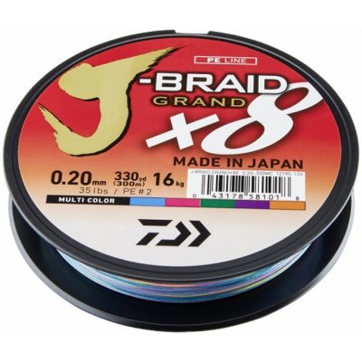 Daiwa Pletená Šňůra J-Braid Grand X8 300m 0,06mm 5,00kg Multi-Color – Zbozi.Blesk.cz