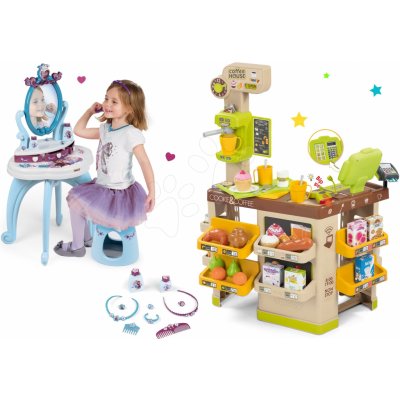 Smoby set kavárna s Espresso kávovarem a kosmetický stolek Frozen 2v1 se židlí 350214-14