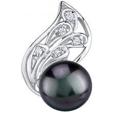 SILVEGO Stříbrný přívěsek Genevie s přírodní perlou v barvě černá Tahiti LPS1697BP