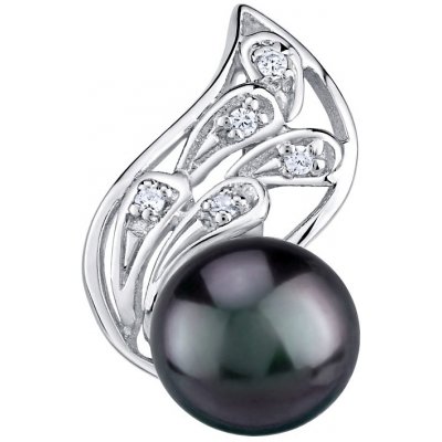 SILVEGO Stříbrný přívěsek Genevie s přírodní perlou v barvě černá Tahiti LPS1697BP – Zboží Dáma