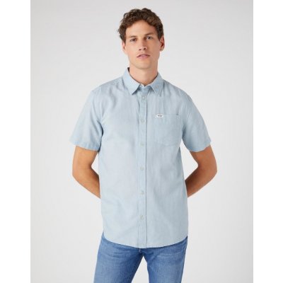 Wrangler pánská košile SS 1 pocket shirt blue fog W5K0LOM31