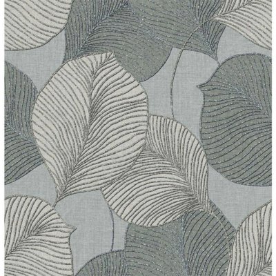 Hotový závěs OXY s tunýlkem, Listy šedý a béžový, 145 x 180 cm – Hledejceny.cz
