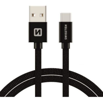 Swissten 71521301 USB 2.0 typ A na C, USB 2.0, zástrčka A - zástrčka C, opletený, 2m, černý – Zbozi.Blesk.cz