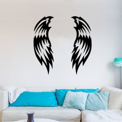 Dřevěná dekorace na zeď Andělská křídla DARK Barevný vzor: Černá, Rozměry (cm): 60x86 – Zboží Mobilmania