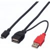 usb kabel Roline 19.08.1009 USB 2.0 USB A(F) + USB A(M) - microUSB B(M), OTG, 1m,černý