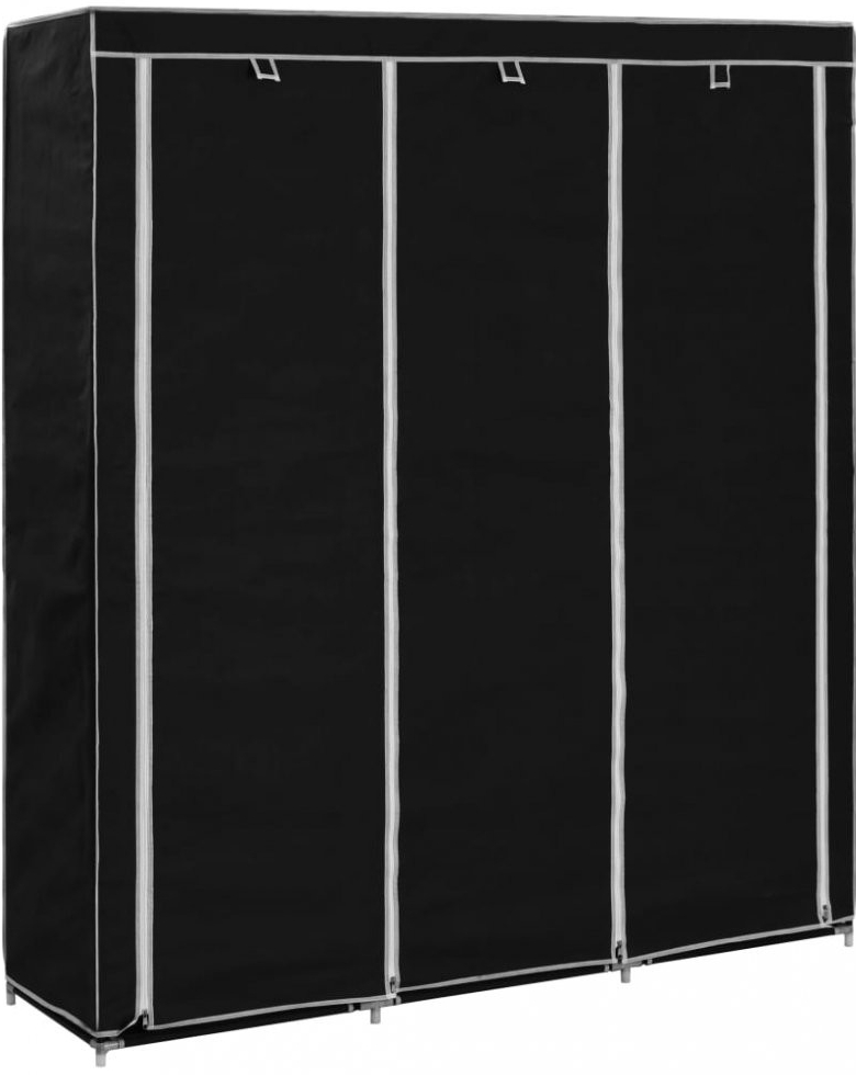Vidaxl 282453 Wardrobe with Compartments and Rods Black 150x45x175 cm Fabric