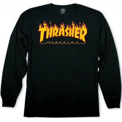 Thrasher flame Logo L/s black Černá – Hledejceny.cz