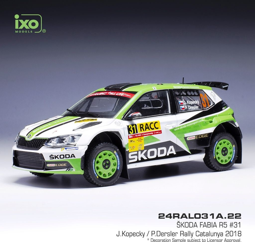 IXO Model Škoda Fabia R5 Rally Catalunya 2018 J. Kopecký 1:24