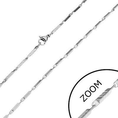Šperky eshop Ocelový řetízek ve stříbrném odstínu úzké hranaté články s rýhami Z27.10 – Zboží Mobilmania