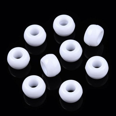 Akrylové korálky - pony beads - bílé - 6 x 9 mm - 10 ks – Sleviste.cz