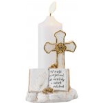 Strend Pro Dekorace MagicHome, Kříž se svíčkou, LED, polyresin, na hrob, 2xAA, 11,5x11,5x18 cm ST8091660 – Hledejceny.cz