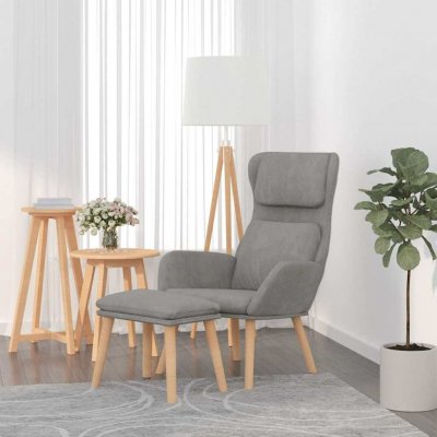 VidaXL 327666 relaxační se stoličkou světle šedé samet – Hledejceny.cz