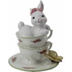 Dekorace bílé králičí slečny v porcelánových šálcích s motýlem 12*12*15 cm – Hledejceny.cz